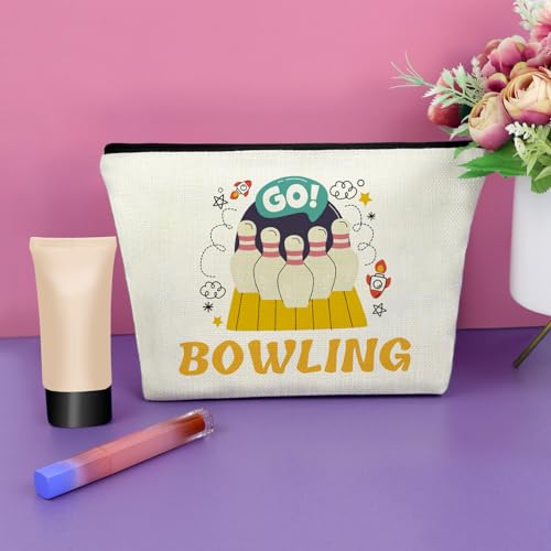 Sazuwu Bowling Gifts Makeup Bag for Bowling Lover Bowlings Player Present Ball Accessories Present Cosmetic Bag Sports Lover Gifts Graduation Christmas Birthday Present Travel Toiletry Pouch - color: BOWLING Style2