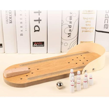Montessori Wooden Mini Bowling Game, Concentration & Hand-Eye Coordination Toy for Toddlers 3-6 Years