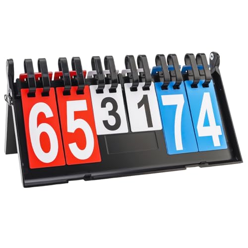 Flip Scoreboard 6-Digit Portable Score Keeper Flipper - Double-Sided Large Numbers, Waterproof Tabletop for Basketball, Volleyball, Pickleball, Cornhole & Soccer Games