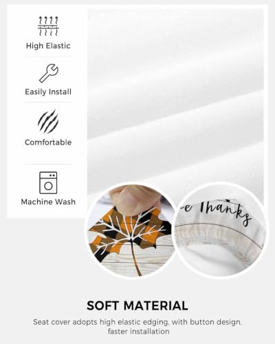 Savannan Office Chair Cover, Check Pumpkin Leaf Thanksgiving Protective Stretch Elastic Universal Cover for Desk Task Chair,Computer Rotating Chair 1 Pcs Vintage Farm Wooden Board