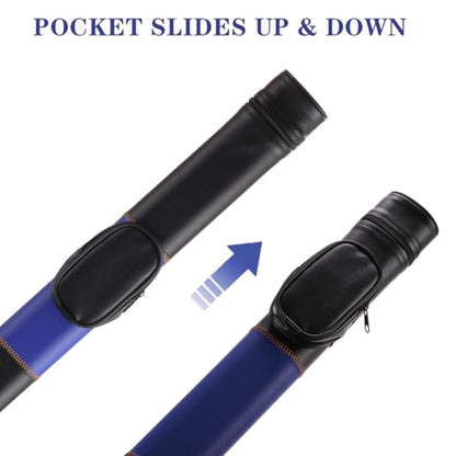 Billiard/Pool Cue Hard Cases, Cue Case 1 Stick 2 Holes,Holds 1 Complete 2-Piece 58 Inches Cue Sticks,Deluxe Hard Billiard Pool Cue Stick Carrying Case,Pool Billiards Accessories - color: Blue