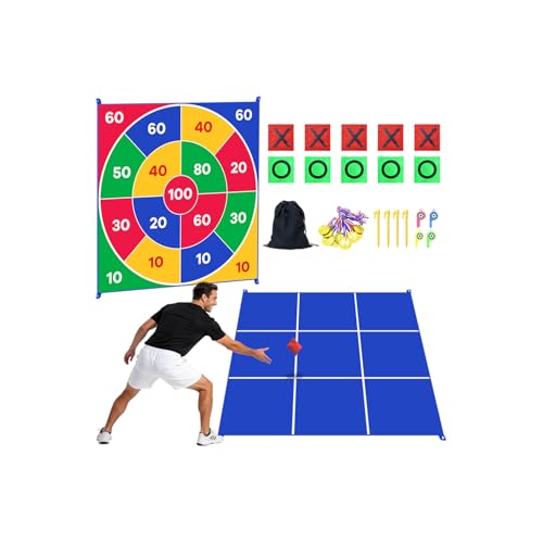 2-in-1 Giant Tic Tac Toe Game Bean Bag Toss Games, 4.5FT Double-Sided Large Tic Tac Toe Game with 10 Pcs Bean Bags, Outdoor Games for Adults and Family Lawn Yard Carnival Field Day Party - color: Colorful