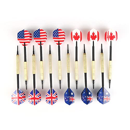 12 Pieces Professional 14 Grams Soft Tip Darts Set with Extra Plastic Tips with 4 Kinds Flights for Electronic Dartboard