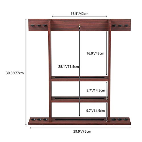 Thxbyebye 76X11X77.5cm Wall Cue Rack, Pool Cue Stick Holder, Improved Direct Wall Mounting Cue Rack Only (Cues, Balls and Ball Rack not Included)