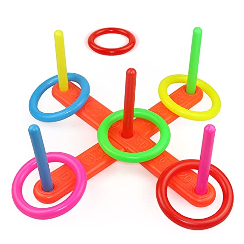 Ring Toss Game for Kids, 5 Rings Circle Toss Game Set for Kids Backyard Ring Toss Fun