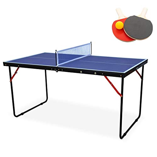 CIATRE Midsize Foldable & Portable Table Tennis Table Set with Net and Paddles for Indoor and Outdoor Play
