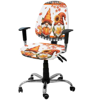 Savannan Office Chair Cover, Thanksgiving Gnomes Pumpkin Maple Leaf Protective Stretch Elastic Universal Cover for Desk Task Chair,Computer Rotating Chair 1 Pcs White Black Plaid