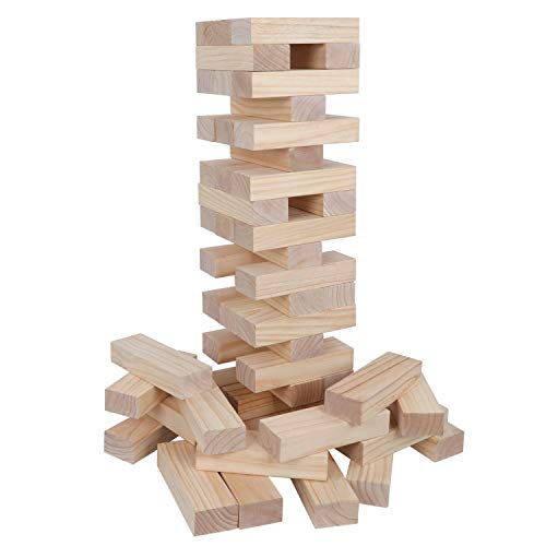 Giant Tumble Tower (Stacks to 4+ Feet), 54pcs Wooden Blocks Stacking Game, Indoor Outdoor Game for Kids Adult Family Fun | Ages 6+ | Yard Games | Party Game