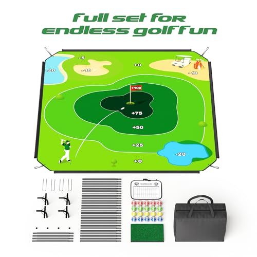 58" x 58" Battle Golf Chipping Game - 2-in-1 Sticky Golf Game Set, Large Chipping Mat with 20 Sticky Balls for Chipping Practice - Fun Family Party Game for Indoor and Outdoor Use - size: 58" x 58" Standard Set