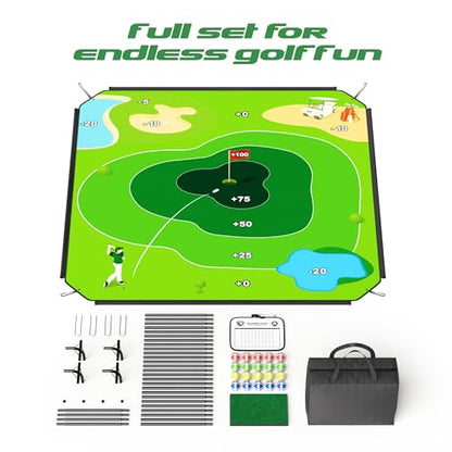 58" x 58" Battle Golf Chipping Game - 2-in-1 Sticky Golf Game Set, Large Chipping Mat with 20 Sticky Balls for Chipping Practice - Fun Family Party Game for Indoor and Outdoor Use - size: 58" x 58" Standard Set