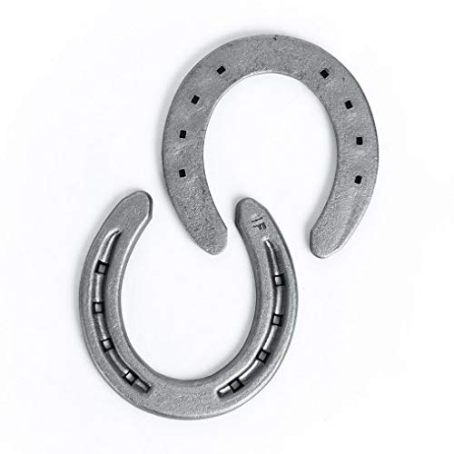 Steel Horseshoes Set for Horses, Crafts, Decorations and Backyard Games - Size 000 - R1-F - Sand Blasted 2 Shoes - size: Size 000 R1-F X-Small - 2 Shoes