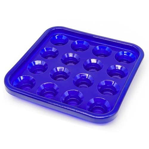 Billiard Ball Storage Tray – Holds 16 Regulation 2-1/4" Pool Balls, Plastic Rack for Standard Size Sets, Great for Game Rooms, Bars, and Pool Halls - color: Blue