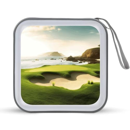 Beach Golf Course CD Case 40 Capacity DVD Case Holder Portable Zipper CD Cases Holder Large Storage Disc Wallet Bag Hard Plastic DVD Cases for Car Home Travel