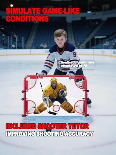 kasifei Mini Hockey Rink Set - Full Rink - Complete Indoor/Outdoor Sports Games with Steel Knee Goals, Sticks, and Ball - for Kids Ages 3 and Up