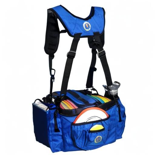 Disc Golf Bag with Removeable Cooler,13 Disc Capacity with Insulated Cooler for a 6-Pack,22 disc max,Adjustable Backpack Strap Included - color: BLUE