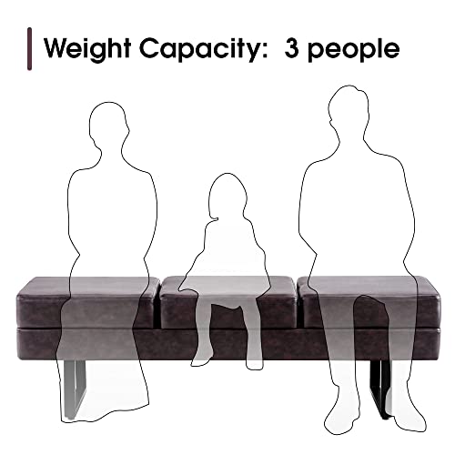 BarberPub Waiting Room Chairs, Heavy Duty Office Guest Reception Bench, Faux Leather Upholstered Lobby Chairs for Salon, Conference Room 7008 (Brown) - color: Brown