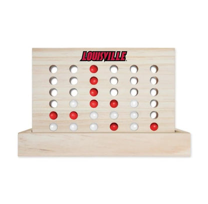 Rico Industries NCAA Mini Travel Team 4 in A Row Mini Game- Wooden, Team Colors, 5.5" x 8" (Louisville) - style: Louisville
