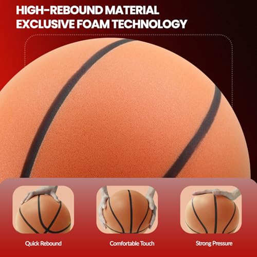 Silent Basketball Size 7- Grooved Dribble Dream Silent Basketball, Pro PU Form Indoor Ball for Training Home & Indoor Activities. Real Feel Higher Bounce Quieter.