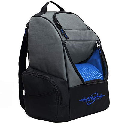 MVP Disc Sports Shuttle Disc Golf Backpack Bag (Choose Your Style and Color) - color: Gray/Royal, style: Without Velcro Side Panel