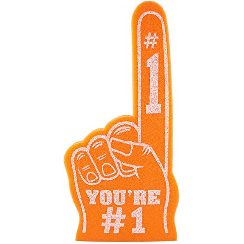 Giant Foam Finger 18 Inch- You're Number 1 Foam Hand for All Occasions - Cheerleading for Sports - Exciting Vibrant Colors use as Celebration Pom Poms- Great for Sports Events Games School Business - color: orange