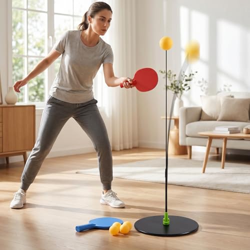 1 Set Hanging Table Tennis Trainer Portable Set with Adjustable Table Tennis Training Equipment for Indoor Solo Practice and Outdoor Recreation