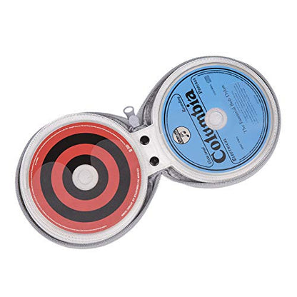 ELEZAY Small CD Case Round Felt 20 Capacity CDs Storage Wallet DVD Disc Holder,Light Grey - color: C-LightGray