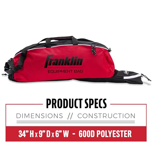 Franklin Sports Youth Baseball + Softball Bat Bag - Boys + Girls Tee Ball, Softball + Baseball Bag for Kids - color: Red