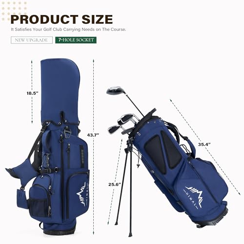 uniHimal Lightweight 7-Way Golf Stand Bag for Men & Women | Carry Bag, Multiple Pockets, Dual Straps - color: blue