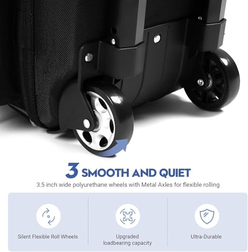 2 Bowling ball Bag with Wheels, Lightweight Trolley Double Ball Bowling bag with Large Separate Shoe Compartment and Oversized Accessory Pocket, Retractable Handle Extends To 39.5" - color: Black & Blue