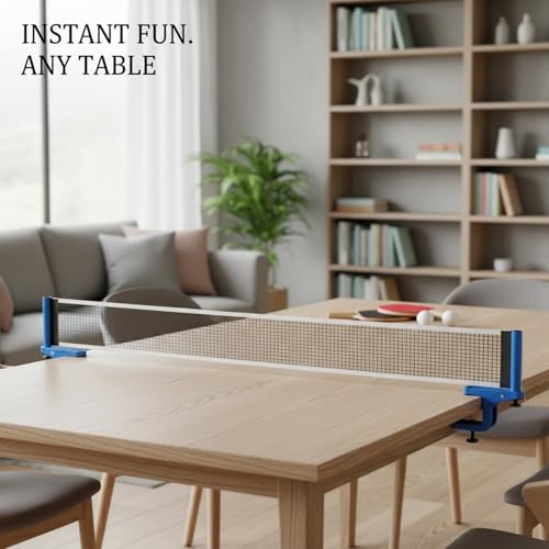 Retractable Table Tennis Net Set, Clamp-On Ping Pong Net for Standard Tables, Portable Polyester Mesh with Quick Setup - color: Gray