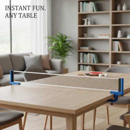 Retractable Table Tennis Net Set, Clamp-On Ping Pong Net for Standard Tables, Portable Polyester Mesh with Quick Setup - color: Gray