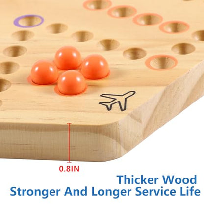 15 in Wahoo Board Game, Marble Board Game for 4-6 Players, Fast Track Board Game with Complete Accessories, Classic Board Game for Game Night, Parties - color: Small, Wood Log