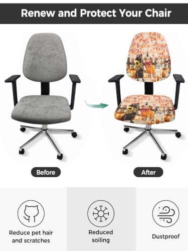 Savannan Office Chair Cover, Country Bow Dog Protective Stretch Elastic Universal Cover for Desk Task Chair,Computer Rotating Chair 1 Pcs Autumn Sunflower Maple Leaf