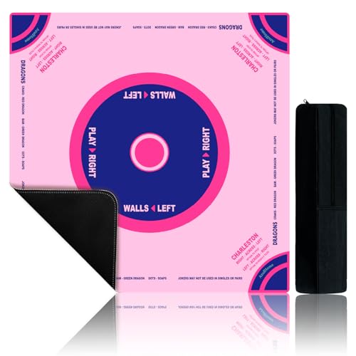 Pink Classic American Mahjong Mat 31.5" - Non-Slip Neoprene Table Cover with Carrying Bag & Rules for Cards, Poker & Games - color: Pink