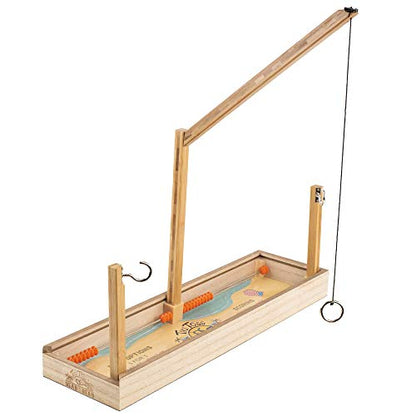 Tiki Toss Ring Toss Game – 20 Inch Desktop Edition - Hook and Ring Games with String and Hooks for Indoor Use, Man Cave Decor & Stuff, Gifts for Men - Wood