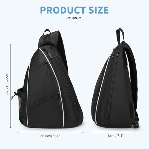 Pickleball Bag for Women Men, Adjustable Pickleball Backpack, 2 in 1 Sports Sling Bag for Pickleball Tennis - color: Black