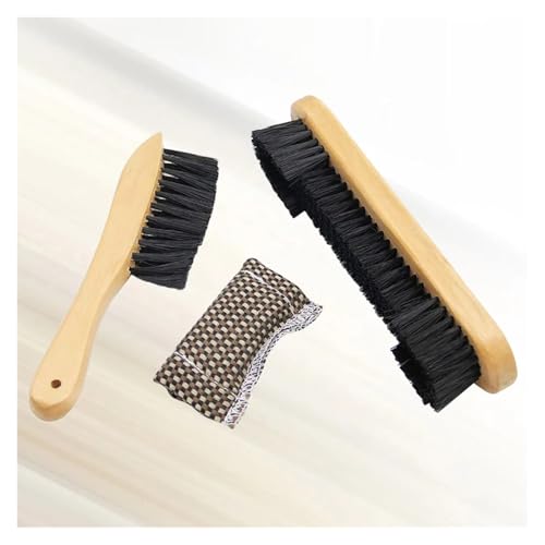 3 Pcs 8 Inch 9 Billiard Brush Set Wooden Handle Soft Bristles Pool Table Felt Cleaner Wipe Cleaning Tool Fabric Sheet for Pool Tables and Cabinets