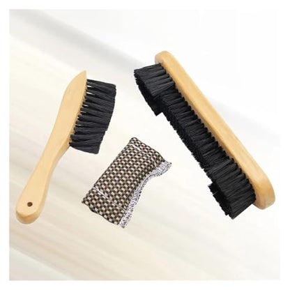 3 Pcs 8 Inch 9 Billiard Brush Set Wooden Handle Soft Bristles Pool Table Felt Cleaner Wipe Cleaning Tool Fabric Sheet for Pool Tables and Cabinets