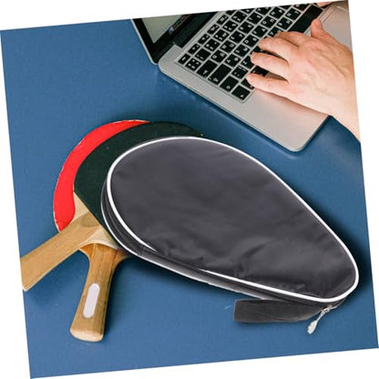 Mikikit Reusable Table Tennis Racket Storage Bag with Zipper and Elastic Band Lightweight Protective Case with Ball Compartment Practical Organizer for Pong Paddle Portable Space Saving