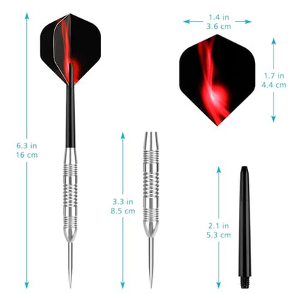 Accmor Darts Metal Tip Set, 12 Pack Steel Tip Darts Darts Set, 24 Grams Professional Metal Darts - color: Silver Fire