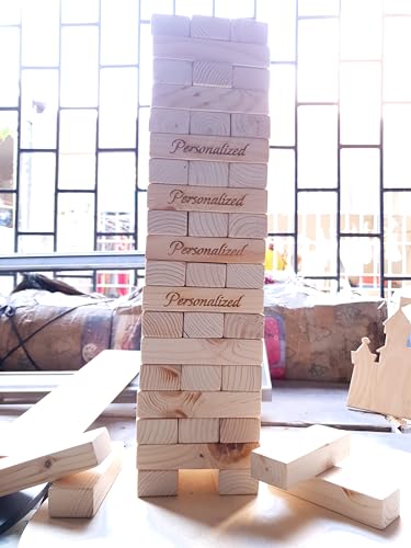 Personalized Giant Tumbling Timbers/Stacking Blocks Game with Wooden Box/Size 4.7inch (12cm)