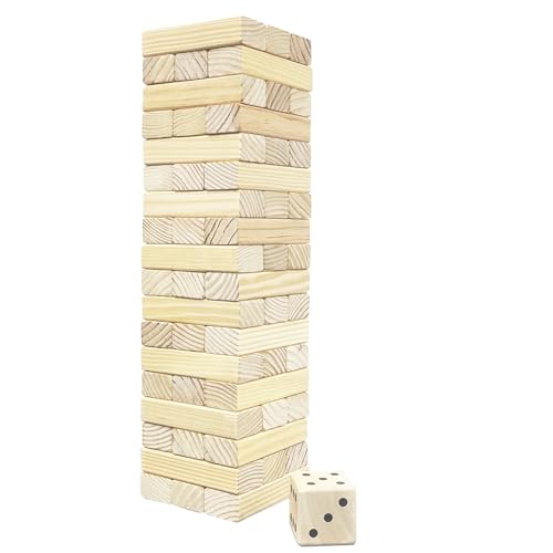 Wooden Tumble Tower Game Yard Outdoor Games for Family Toppling Block Stacking Game (Big-1.48FT)