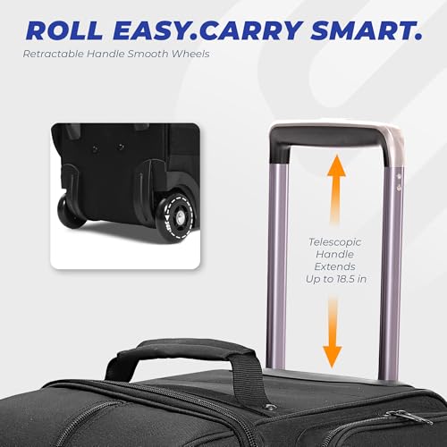 Bowling Roller Bag with Wheels, Rolling Bowling Ball Bag with Shoe Compartment, Retractable Handle, EVA Dividers - color: Black, size: Bowling Bag Set