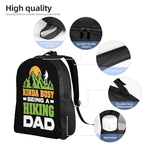 Kinda Busy Being A Hiking Dad Backpacks For Men Women Book Bag Travel Hiking Camping Work Lightweight - color: Ye22