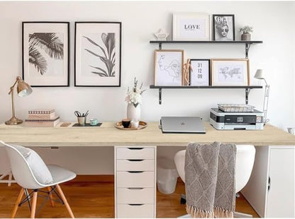 Kaboon Universal Tabletop 55"x27.5", Solid One-Piece Melamine Table Top, Double Desk L-Desk DIY, Home and Office Countertop, Oak - color: Oak, size: 55x28