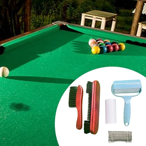 5 Pieces Billiard Cleaning Brush Set Pool Table Cleaner Wooden Handle Felt Cleaner Accessories Roller Multifunctional Tool Suitable for Home Game - color: Red