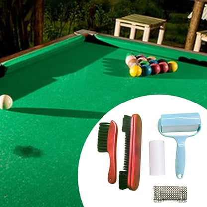 5 Pieces Billiard Cleaning Brush Set Pool Table Cleaner Wooden Handle Felt Cleaner Accessories Roller Multifunctional Tool Suitable for Home Game - color: Red