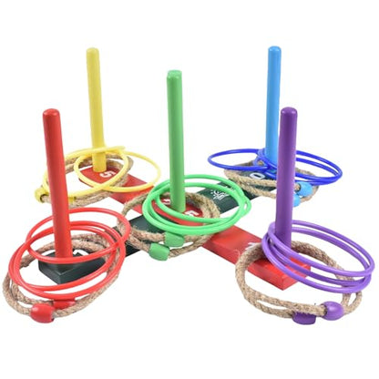 Ring Toss Game for Adults, Outdoor Games, Hook and Ring Game, Much Easier to Assemble Handmade Wooden Interactive Outdoor Party Games