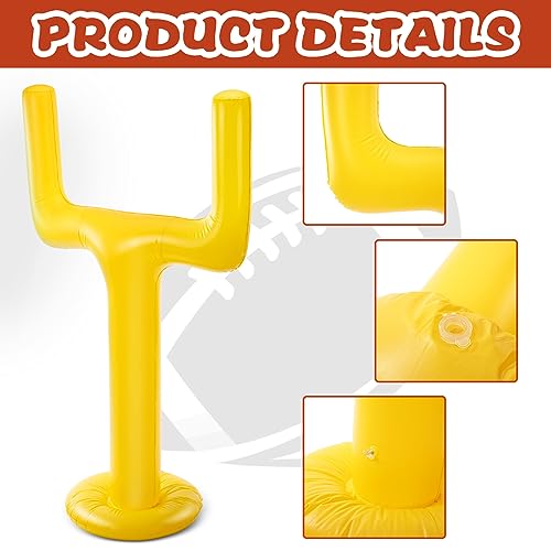 Meooeck 10 Pcs Football Party Supplies Kit,2 Inflatable 70.8'' Jumbo Football Goal Post and 8 Blow Up Footballs for Tailgate Outdoor Celebrations & Themed Day Party Game