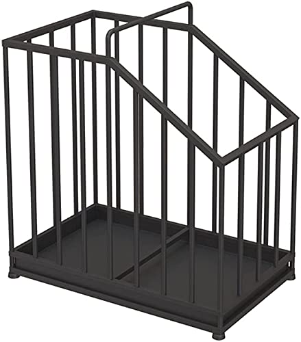 LJYT Umbrella Frame Rectangle, Decorative Metal Independent Shelf Organizer with Removable drip disc and Anti-Slip mat, Household Office Organizer Sugar Cane/Crutches/Baseball bat/Golf Club - color: Black